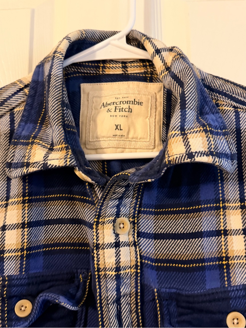 Abercrombie & Fitch Blue Plaid Flannel Shirt - XL